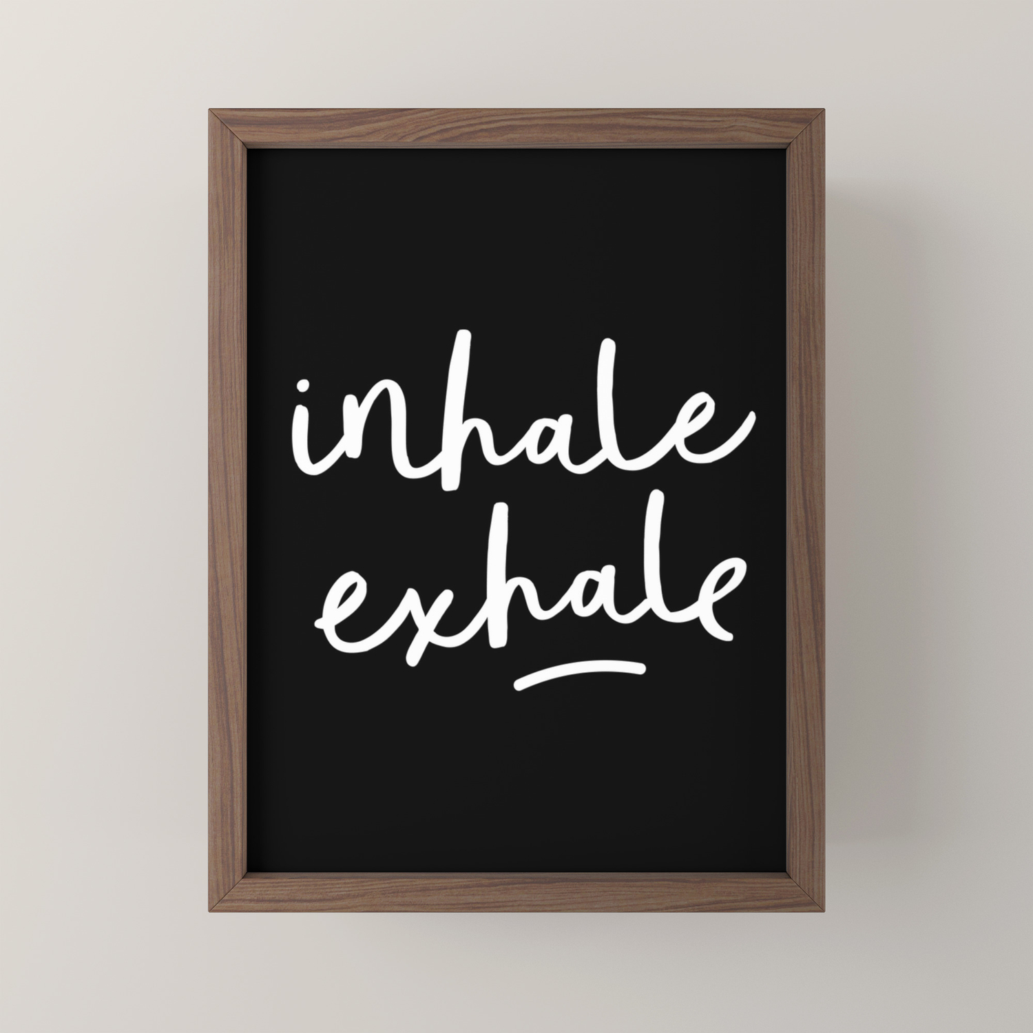 Inhale Exhale Black White Typography Poster Black And White Design Bedroom Wall Home Decor Framed Mini Art Print By Themotivatedtype Society6