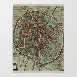 Vintage Map Print - Atlas van Loon - Plan of the City of Leuven, Belgium, 1649 Poster