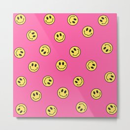 Smiley pattern Metal Print | Funky, Emoji, Festival, Acidsmiley, Graphicdesign, Pink, Emojipattern, Face, Groovy, Groovypattern 