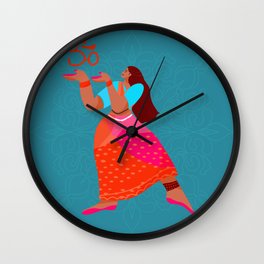 Beautiful Indian girl dancing kathak in saaree Wall Clock | Pattern, India, Indian, Indiangirl, Boho, Mandala, Esoteric, Girl, Graphicdesign, Asian 
