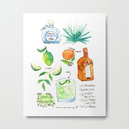 Classic Margarita Cocktail Recipe Metal Print | Cocktail, Cincodemayo, Mexican, Painting, Tequila, Barrecipe, Margarita, Curated, Happyhour, Party 