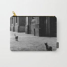 Two French Cats, Paris Left Bank black and white cityscape photograph / photography Carry-All Pouch | Kittens, France, Cats, Leftbank, Kitties, Photograph, Photo, Cobblestonestreets, Cat, French 