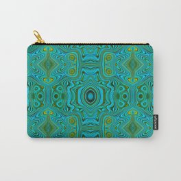 Trippy Retro Turquoise Chartreuse Abstract Pattern Carry-All Pouch | Painting, Colorful, Blue, Abstract, Digital, Veridian, Turquoise, Aqua, Chartreuse, Yellow 