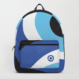 Blue Evil Eye Symbol Lucky Charm Black Background Backpack | Evileye, Moderngeometric, Midcenturymodern, Greekart, Bohemian, Geometrical, Protectionsymbol, Greekevileye, Boho, Greece 