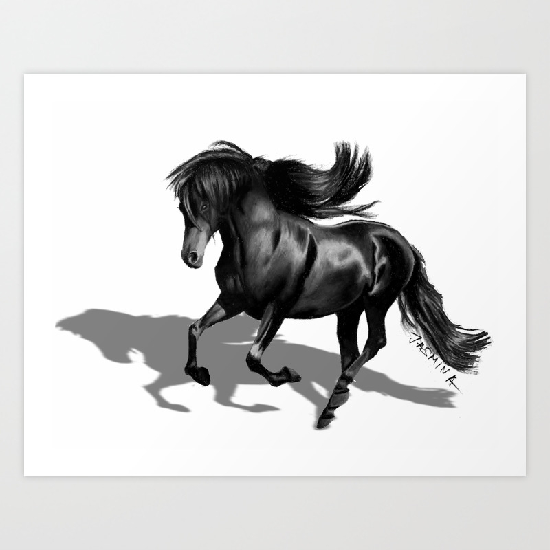 Лошадь рисунок чёрный отенка