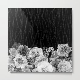 Black and White Floral #1 Metal Print | Grayscale, Dotart, Feminine, Dot, Whiteflowers, Polkadot, Gentle, Blackandwhite, Rose, Floral 