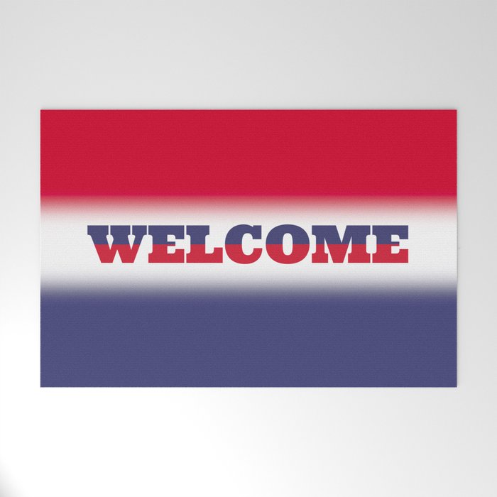 Red White And Blue Gradient Ombre Welcome Mat By Gsallicat Society6