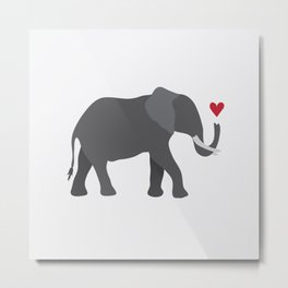 Elephant love Metal Print | Minimal, Icon, Kindness, Logo, Vector, Graphicdesign, Savetheelephants, Cartoon, Symbol, Simple 