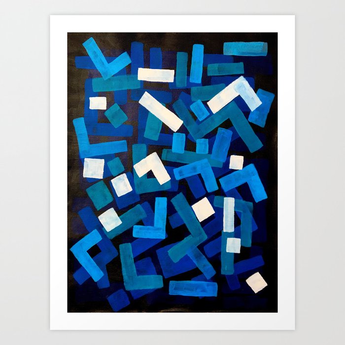 Original Abstract Acrylic Painting By Ejaaz Haniff Blue Jazz