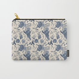 Blue Floral Pattern Carry-All Pouch