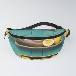 Vintage Theme Asparagus And Fruit On Wood  Fanny Pack