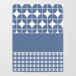 Decorative Cool Blue and White Pattern Design Poster
