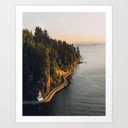 A Curvy Park - Vancouver, British Columbia, Canada Kunstdrucke | Canada, Orange, Goldenhour, Warm, Sunset, Digital, Moody, Photo, Road, Nature 