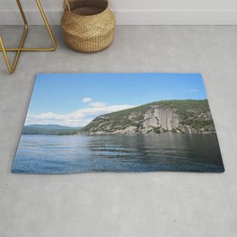 Summer's End: Roger's Rock on Lake George Rug | Blue, Water, Rogers Rock, Landscape, Rock, Nature, Rogers Rangers, Lakes, Clouds, Lake George 