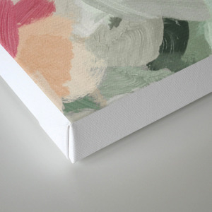 Forest Green Fuchsia Blush Pink Abstract Flower Spring Painting