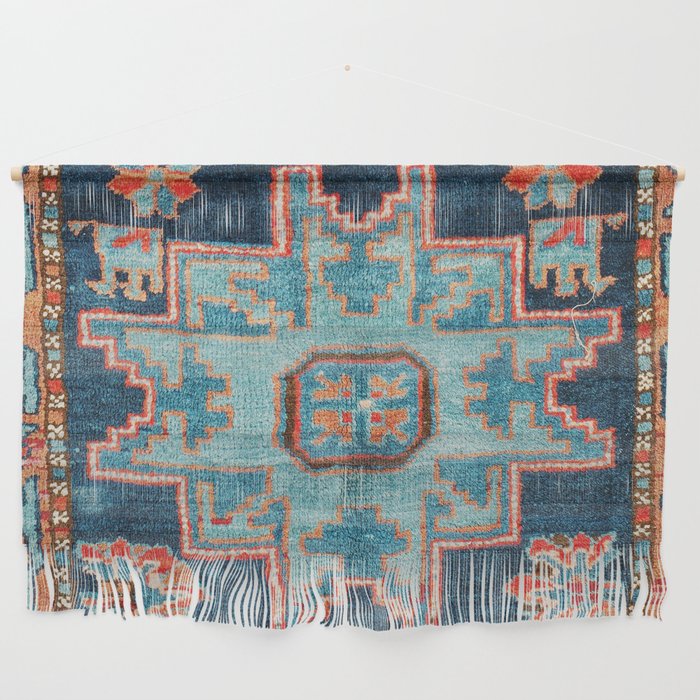Karabakh Antique South Caucasus Azerbaijan Rug Print Wall Hanging by