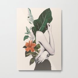 natural beauty-collage 2 Metal Print | Leaf, Flowers, Portrait, Dada22, Leaves, Curated, Figure, Beauty, Green, Shapes 