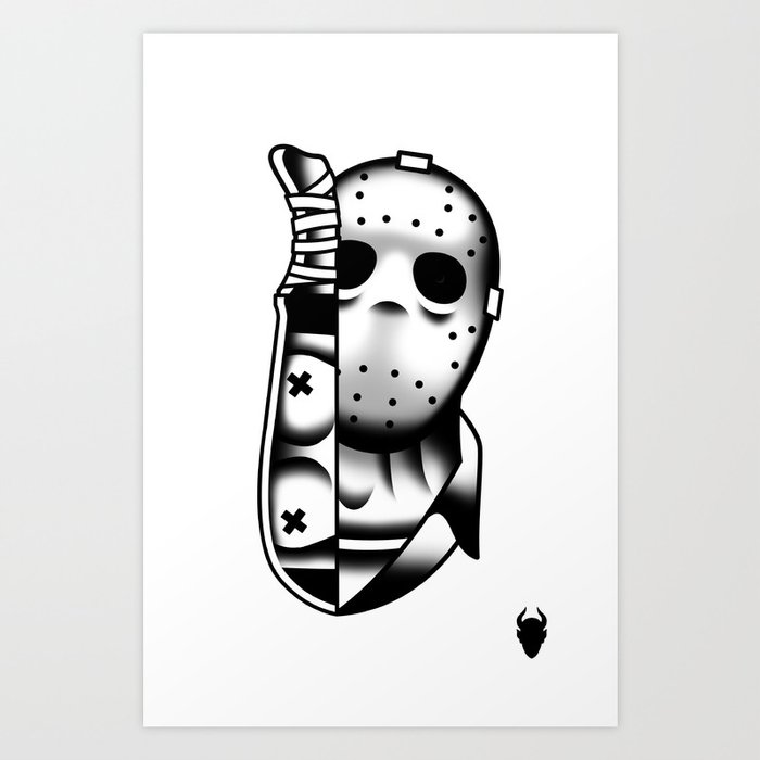 Halloween Jason Tattoo Flash Art Print By Derickjames Society6