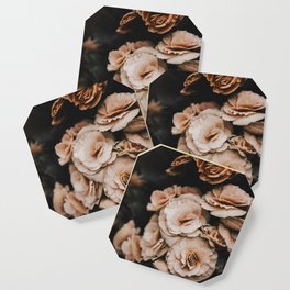 Flower Print - Begonia Flowers - Earthtones - Floral photograph Coaster