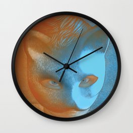 Drawing of a kid in a mask Wall Clock
