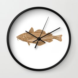 Atlantic Cod Codling Fish Drawing Wall Clock | Vector, Illustration, Digital, Animal 