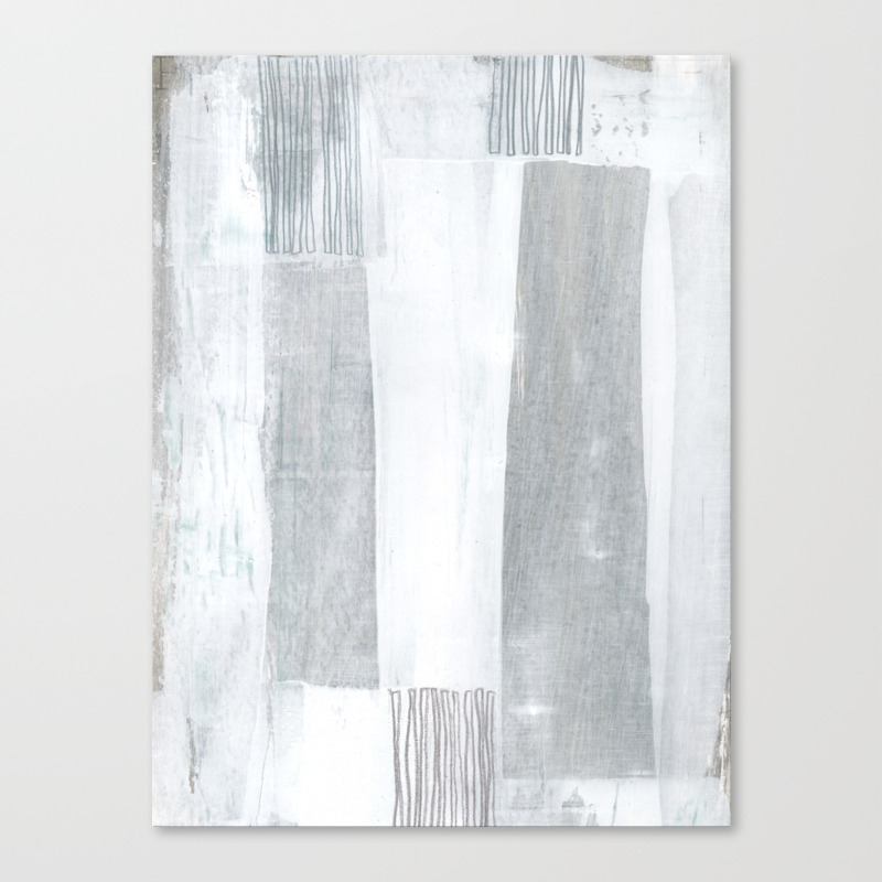 Neutral Stripes Light Grey And White Abstract Painting Canvas Print By Mininst Society6
