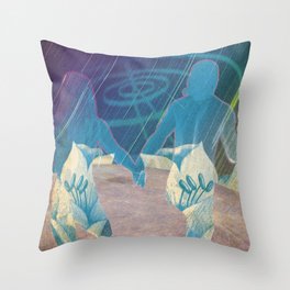 The Mating of Stardust- Lovers in Space Digital Collage Art Print Throw Pillow