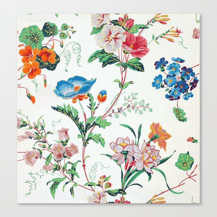 French Floral Wallpaper 1830 Canvas Print by Forgotten Beauty | Society6
