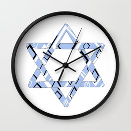 Modern Geometric Jewish Star in Blue and Black Wall Clock