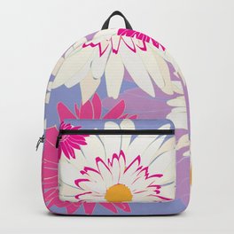 Daisies Backpack | Pretty, Digital, Flowers, Pink, Field, Pattern, Nature, Colorful, Daisies, Graphicdesign 