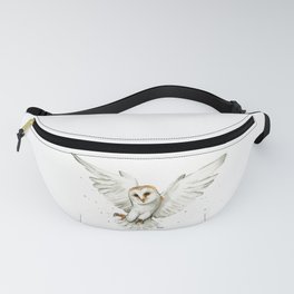 Barn Owl Flying Watercolor | Wildlife Animals Fanny Pack