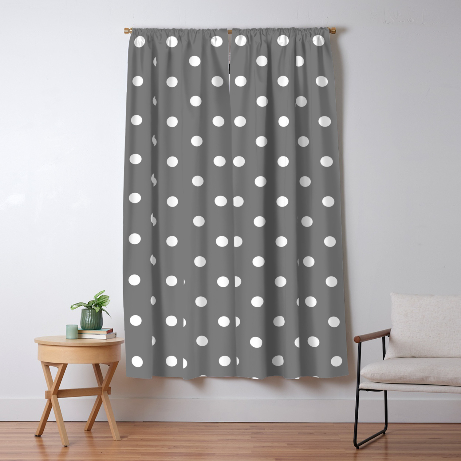 Grey White Polka Dots Blackout Curtain By Christyne Society6