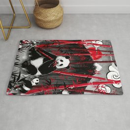 Red Bamboo Panda Rug | Animal, Sun, Ink, Street Art, Japan, Forest, Asian, Calm, Black And White, Bamboo 