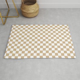 White and Tan Brown Checkerboard Rug