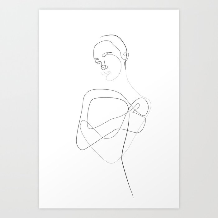 Abstract Female Body Line Illustration Art Print By Infinitenoon