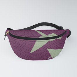 Origami paper cranes on purple waves Fanny Pack