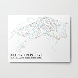Killington, VT - Minimalist Trail Art Metal Print | Vector, Abstract, Graphic Design, Pop Art 