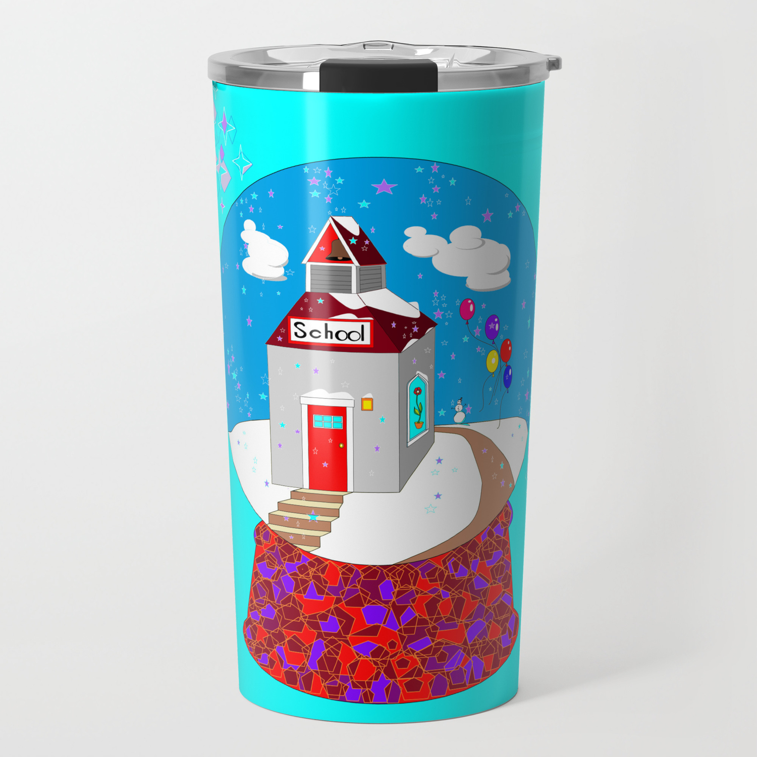 A Winter Wonderland Snow Globe School House Travel Mug By Judysnyder007 Society6