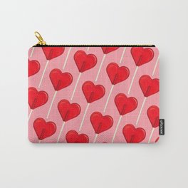 Heart Lollipop - Pink Carry-All Pouch | Red, Pattern, Pop Art, Candy, Love, Day, Retro, Lollipop, Kitschy, Pink 