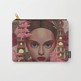 Utopic Cultures II Carry-All Pouch | Japanese, Art, Red, Nature, Portraiture, Girl, Japan, Animal, Trees, Floral 