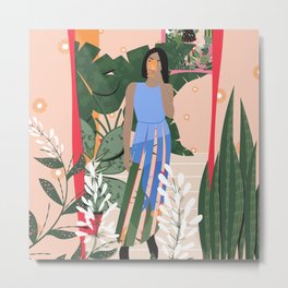 Plant Girl #4 Metal Print | Nature, Graphicdesign, Mirrorselfie, Fancy, Fashion, Summer, Homedecor, Naturelover, Whimsical, Plantqueen 