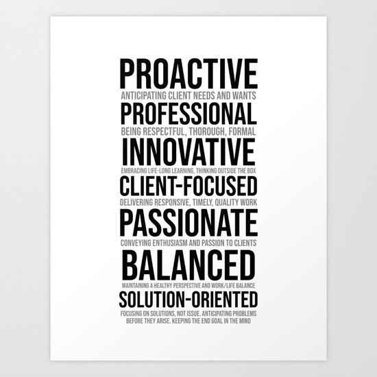 Proactive Professional, Office Decor Ideas, Wall Art Art Print by  motiposter | Society6