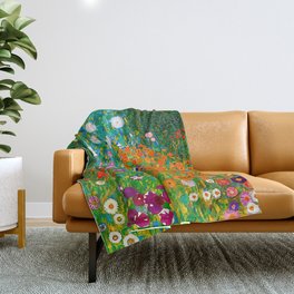 Gustav Klimt - Flower Garden Throw Blanket | Gustavklimt, Sunflowers, Sunflower, Flowers, Artnouveau, Klimt, Flowergarden, Oil, Bauerngarten, Vintage 
