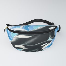 Orca Whales Mom Baby Blue Ink Fanny Pack
