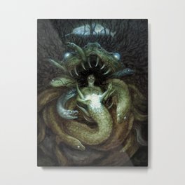 The Queen Of Eels Metal Print | Conch, Creepy, Painting, Narwhal, Witch, Underwater, Eels, Darkmagic, Ocean, Digital 
