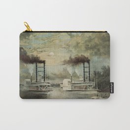 Steamboat Race On The Mississippi - Baltic Vs Diana - 1859 Carry-All Pouch | Steamships, Paddlesteamer, Paddleboat, Ship, Steamers, Steamboatracing, Mississippiriver, Louisville, Waterwheel, Steamboat 