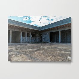 Abandoned building in countryside Metal Print | Nature, Ruin, Alienation, Disaster, Derelist, Blue, Birds, Photo, City, House 