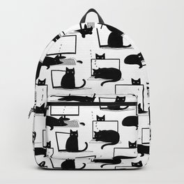 Cats Sitting on Laptops Backpack | Housecat, Catnaps, Workingfromhome, Feline, Funnycat, Catpattern, Kittens, Blackandwhite, Kitty, Catoncomputer 