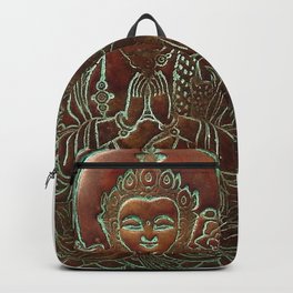 Enlightened Backpack | Mixedmedia, Other, Lakshmi, Goodfortune, Wealth, Hindugoddess, Monoprint, Coppercolored, Prosperity, Patina 