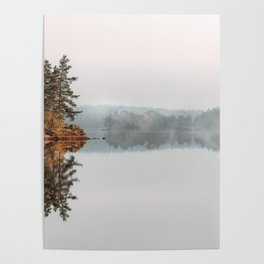Foggy Serenity Lake View Finland Poster
